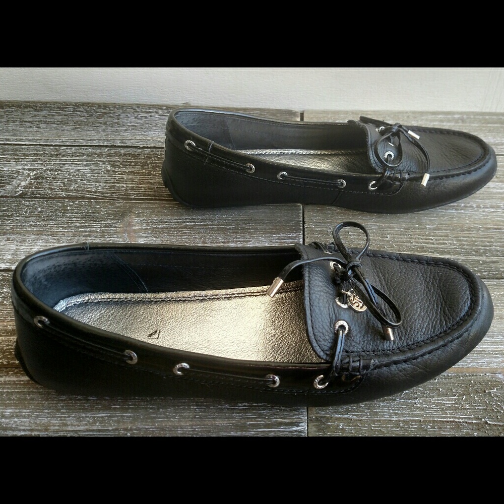 Sperry Topsider Black Leather Boat Shoes sz 8